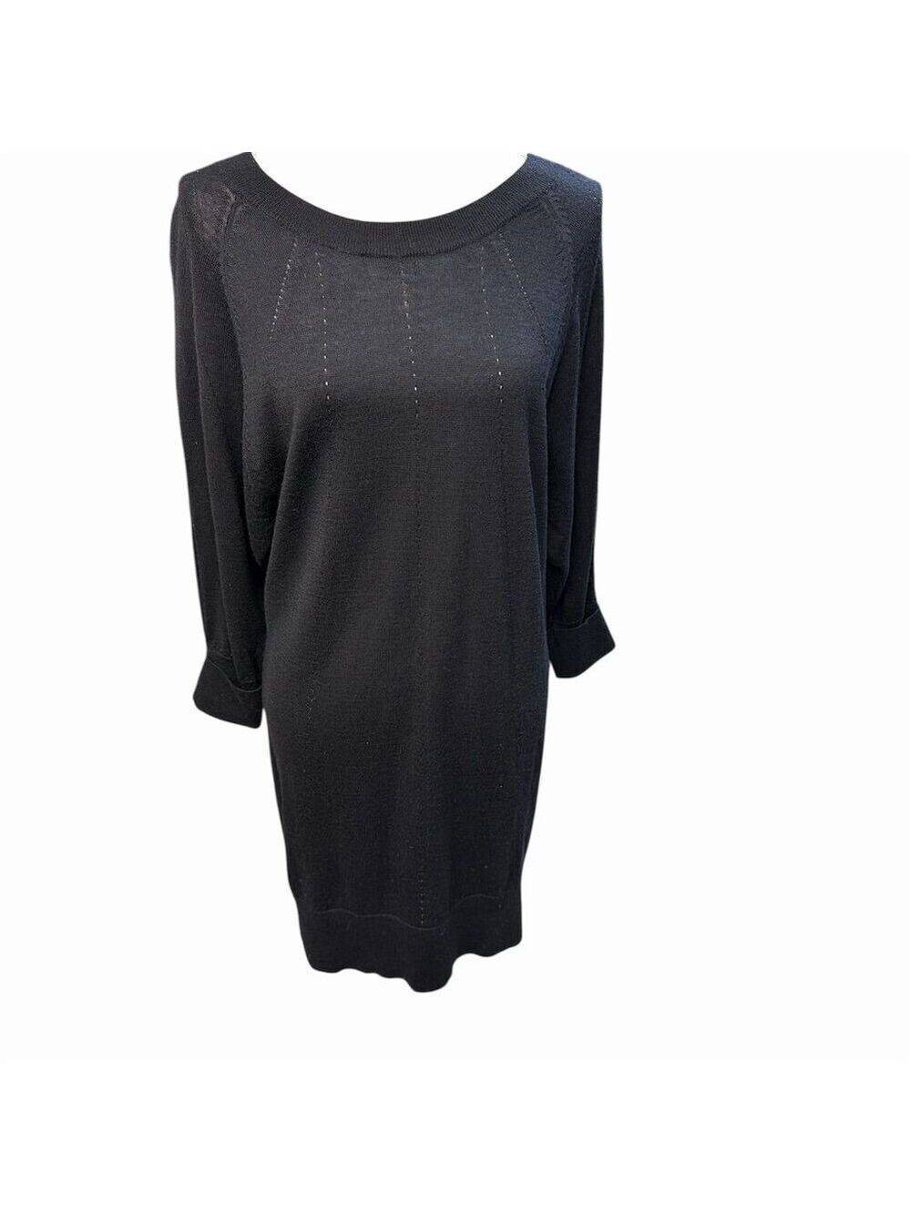 Club Monaco Women's Black Merino Wool Knee Length Dress Size Small